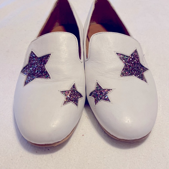 Gentle souls by Kenneth Cole women’s white leather multi star glitter loafers 9 - Picture 5 of 9